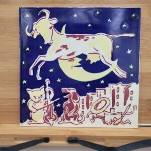 Thynne Nursery Rhyme Tile "The Cow Jumped over the Moon" 6x6 England Handpainted